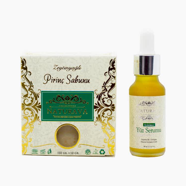 1058 Aydınlatıcı Doğal Yüz Serumu + Pirinç Sabunu İkili Set