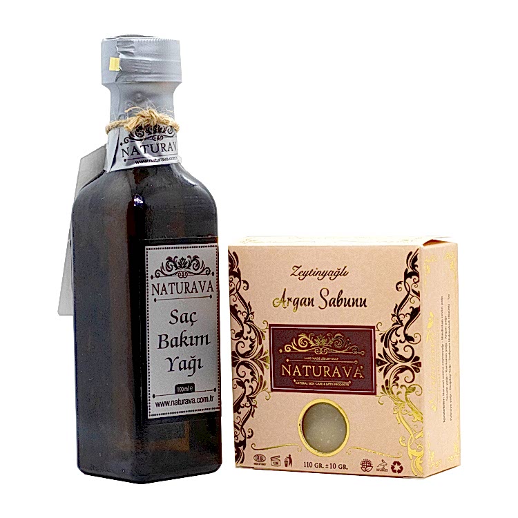 1065 Naturava Doğal Saç Bakım Yağı Argan Sabunu İkili Set	