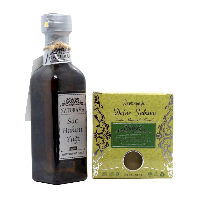 1066 Naturava Doğal Saç Bakım Yağı Defne Sabunu İkili Set	