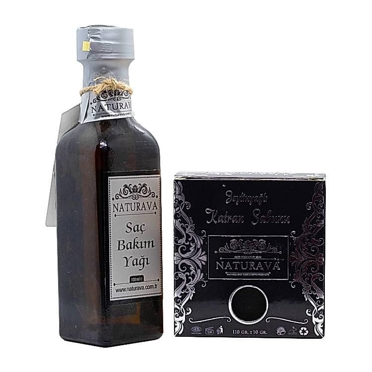 1069 Naturava Doğal Saç Bakım Yağı Katran Sabunu İkili Set	